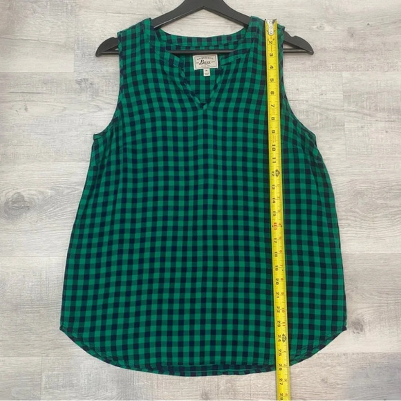 G.H. Bass & Co Women's M Plaid Summer  Tank Top Green 100% Viscose - Picture 9 of 15